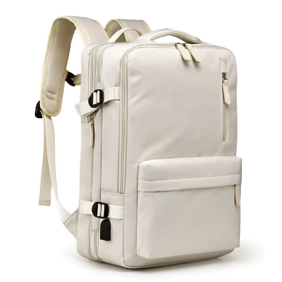 POFOKO PV24 Capacity Expandable Travel Backpack Student Laptop Carrying Daypack with USB Port - Beige POFOKO PV24 Capacity Expandable Travel Backpack Student Laptop Carrying Daypack with USB Port - Beige